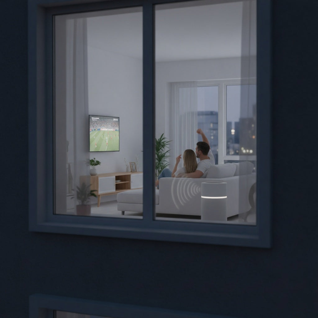 Multiple white noise machines creating a triangular sound barrier