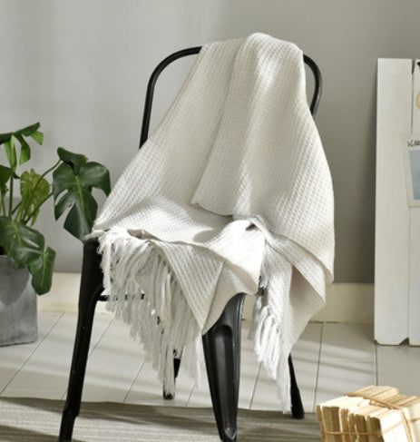 HearthHug Fringed Knitted Small Blanket