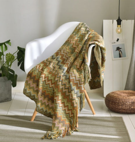 HearthHug Fringed Knitted Small Blanket