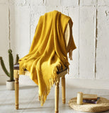 HearthHug Fringed Knitted Small Blanket