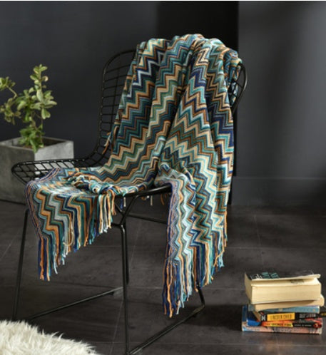 HearthHug Fringed Knitted Small Blanket