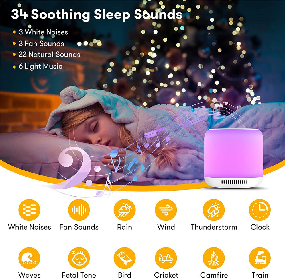 Calmwavezx Baby White Noise Sleep Aid Night Light Soothing Sounds & Color Glow for Peaceful Sleep & Comfort Sleep