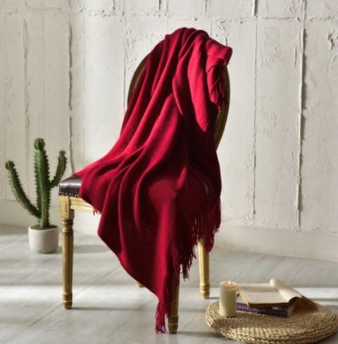 HearthHug Fringed Knitted Small Blanket