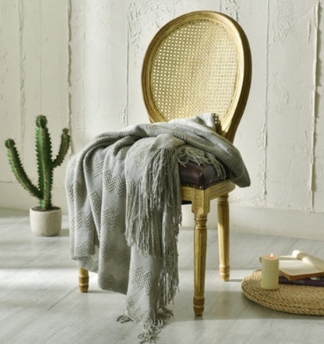 HearthHug Fringed Knitted Small Blanket