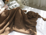 YarnAura Fringed Knitting Wool Blanket