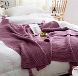 WarmWisp Nordic Fringed Knit Ball Wool Blanket