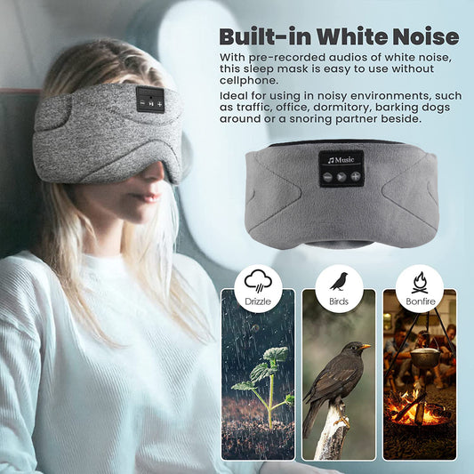 Kineticzx Bluetooth White Noise Sleep Mask 3-in-1 Eye Mask for Music & Relaxation Aid