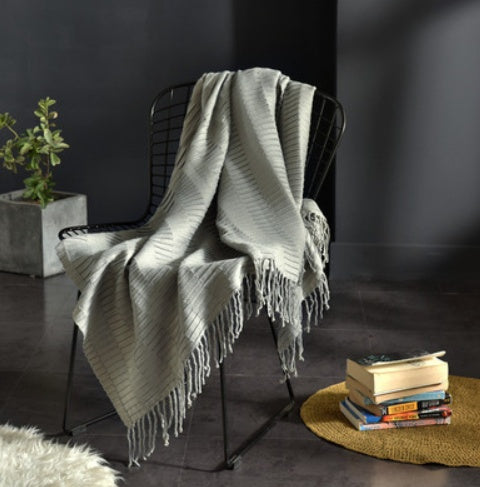 HearthHug Fringed Knitted Small Blanket