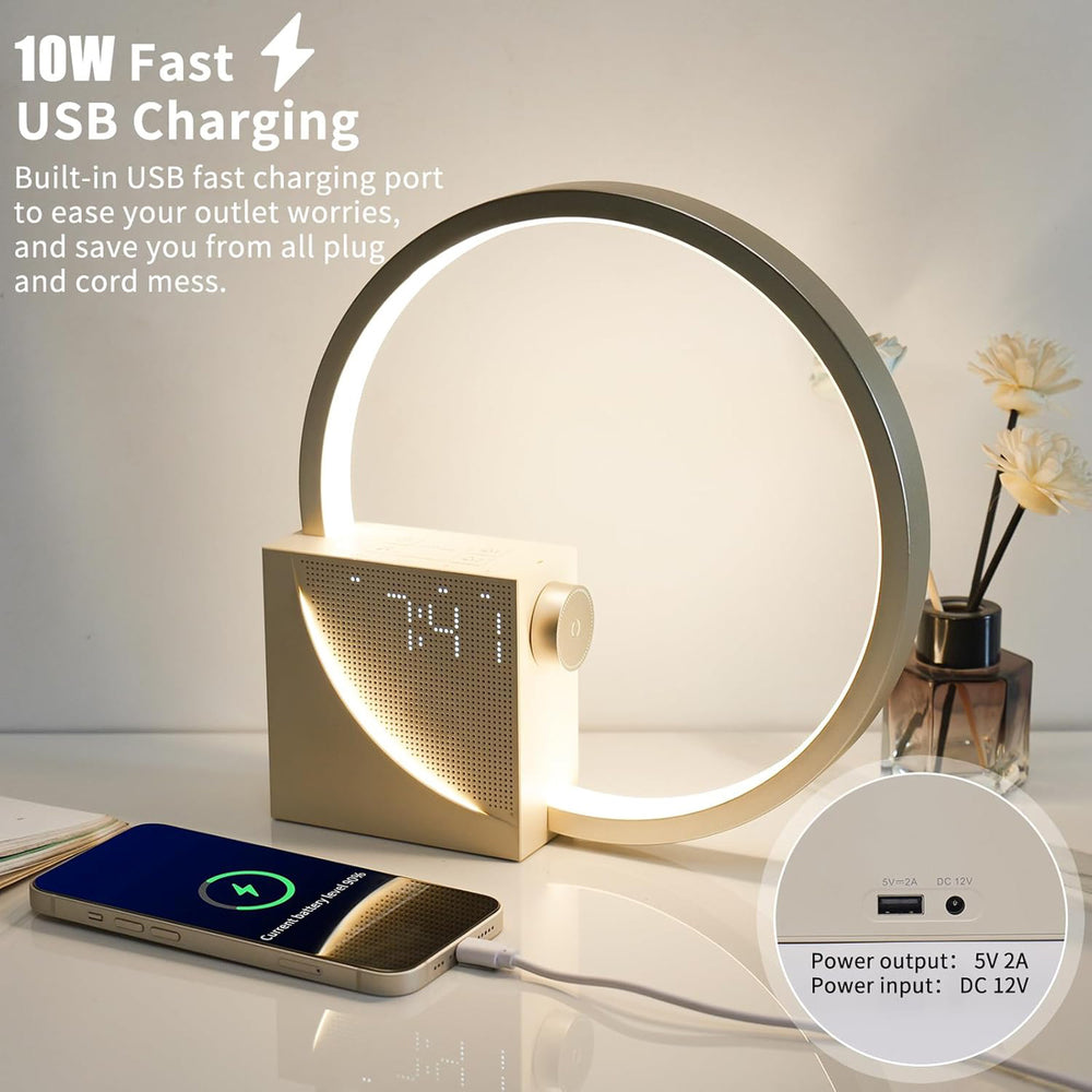 Equinoxn Alarm Clock White Noise USB Charging Touch Night Lamp for Home & Bedroom