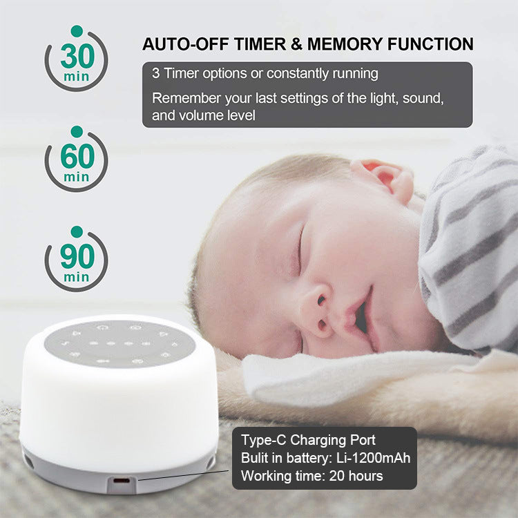 Elysiana White Noise Machine Sleep Aid Night Light for Anxiety Relief & Relaxation