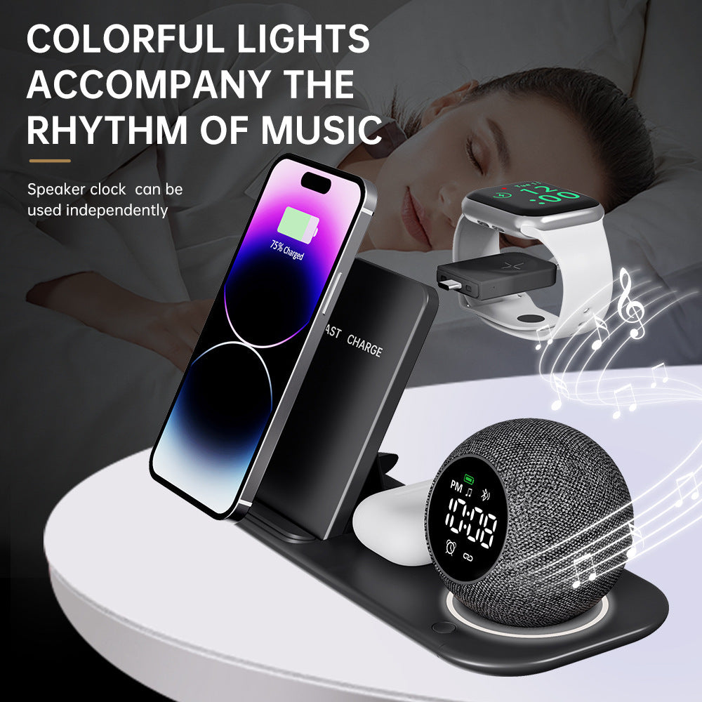 Clockix Multi-Functional White Noise Alarm Clock Bluetooth Speaker & Ambient Light for Music & Hands-Free Calls