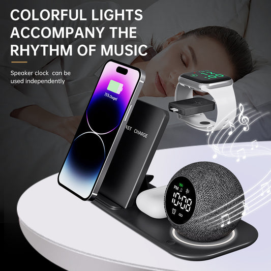 Clockix Multi-Functional White Noise Alarm Clock Bluetooth Speaker & Ambient Light for Music & Hands-Free Calls