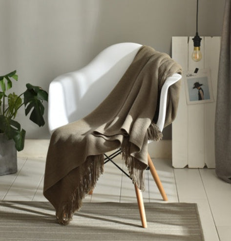 HearthHug Fringed Knitted Small Blanket