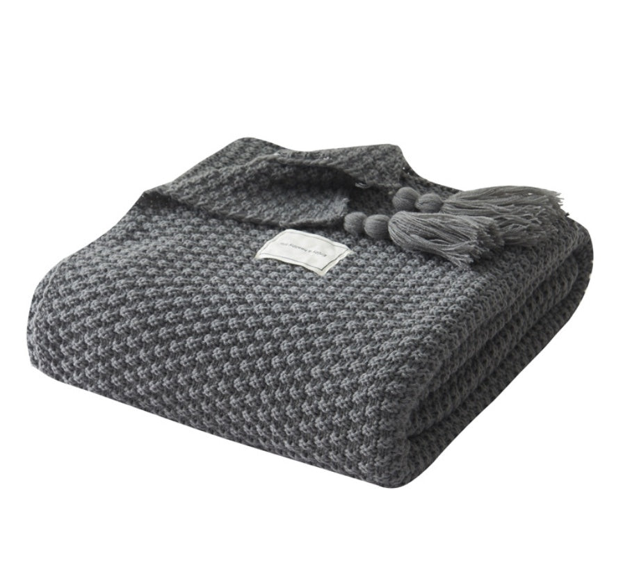 YarnAura Fringed Knitting Wool Blanket