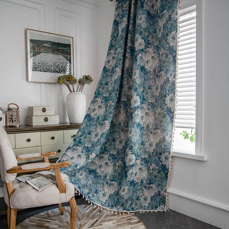 Jacquard Semi-Blackout Bay Window Curtain Elegant Yarn-Dyed for Bedroom & Living Room