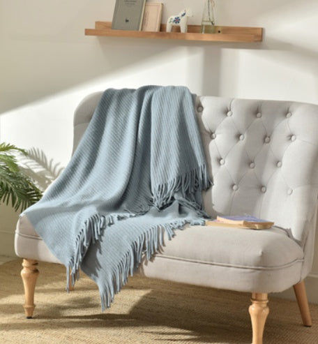 HearthHug Fringed Knitted Small Blanket