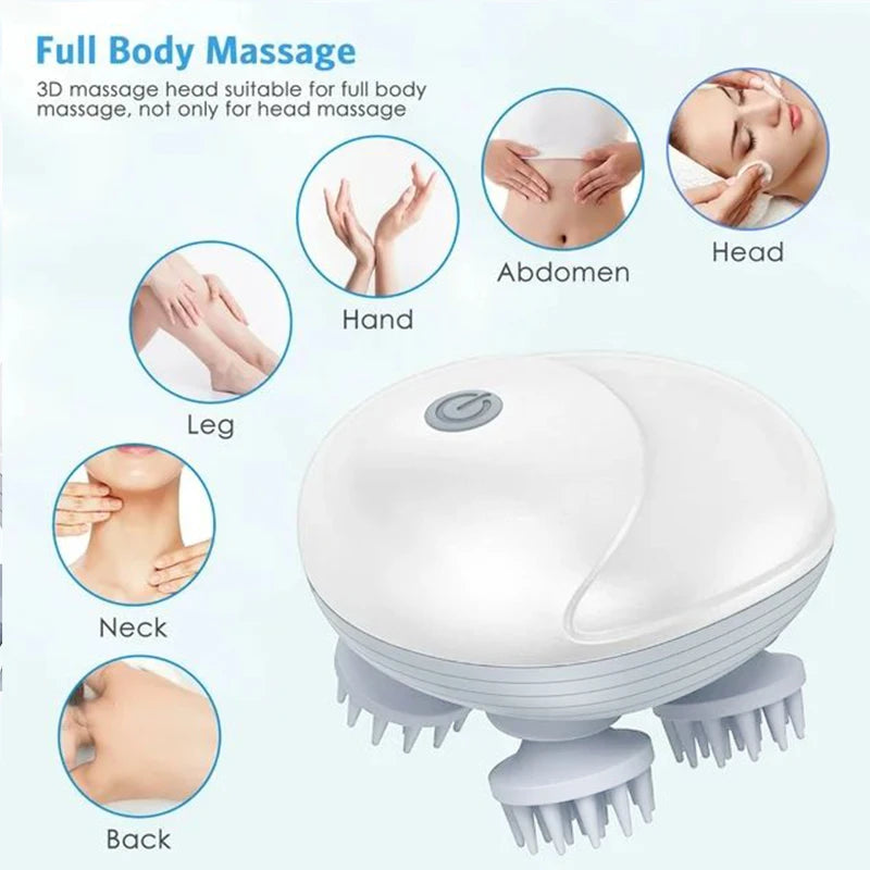 Massage device with illustrations of different body parts it can massage.