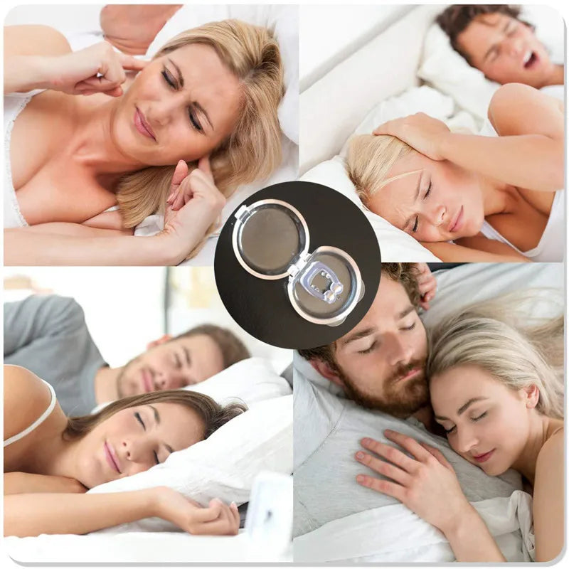 Collage of people sleeping with a magnifying glass over a yin-yang symbol.