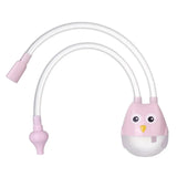 Pink owl-shaped lamp with a flexible neck on a white background