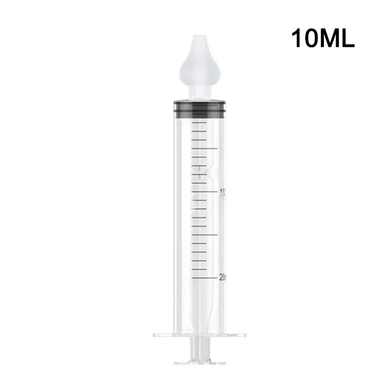 10ml syringe with white plunger on a white background
