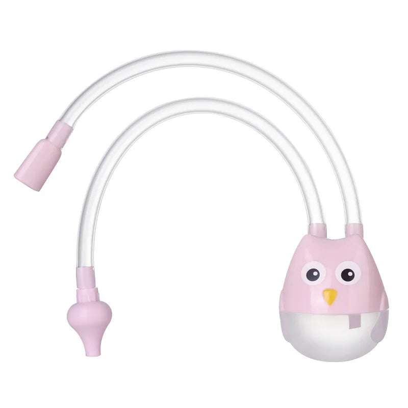 Pink owl-shaped night light with a flexible neck on a white background