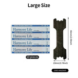 Harmony Life nasal strip packaging with dimensions on a white background