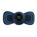 Black and blue ab roller with digital display on a white background