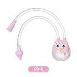 Pink owl-shaped lamp with a flexible neck on a white background