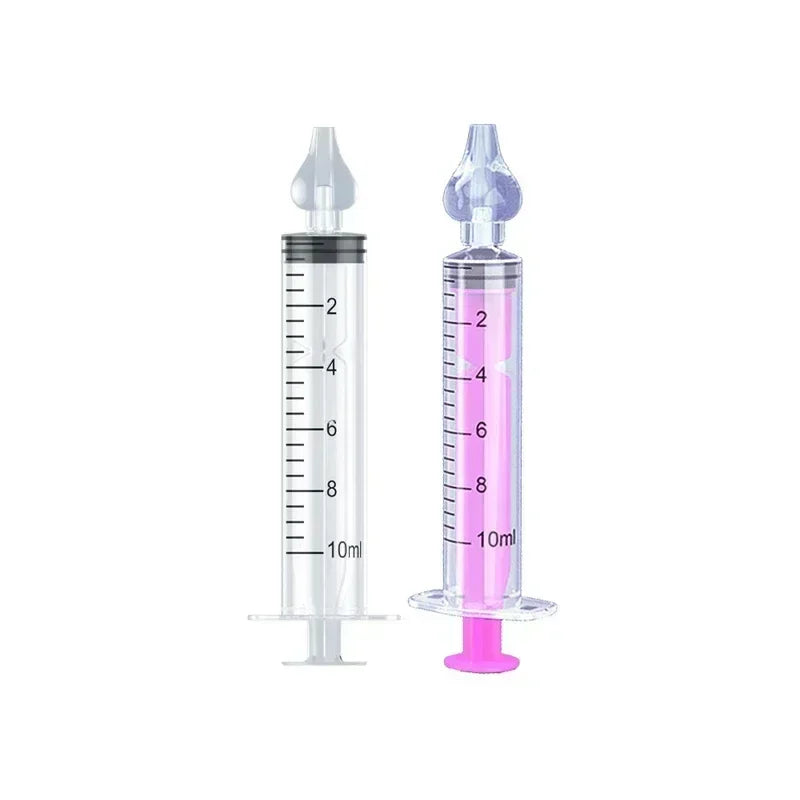 Two syringes with measurement markings on a white background