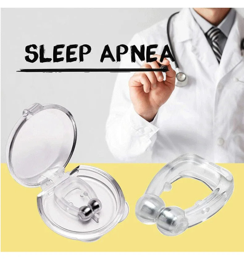 Sleep apnea device with a doctor in the background and 'Sleep Apnea' text.