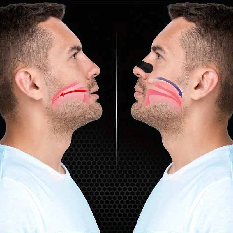 Side-by-side comparison of a man's face with highlighted areas on a black background