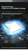 AI chip on a circuit board with text about intelligent massage technology.
