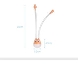 Measurement chart of a baby bottle with a teat on a white background
