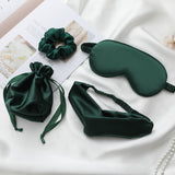 Ensembleden Faux Silk Eye Mask 4-Piece Set Sleep Mask Hair Accessories for Home & Travel Kit