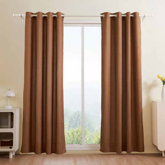 Aurorez Natural Linen Curtains 2 Panels Set Thick Light Filtering Drapes for Bedroom & Living Room