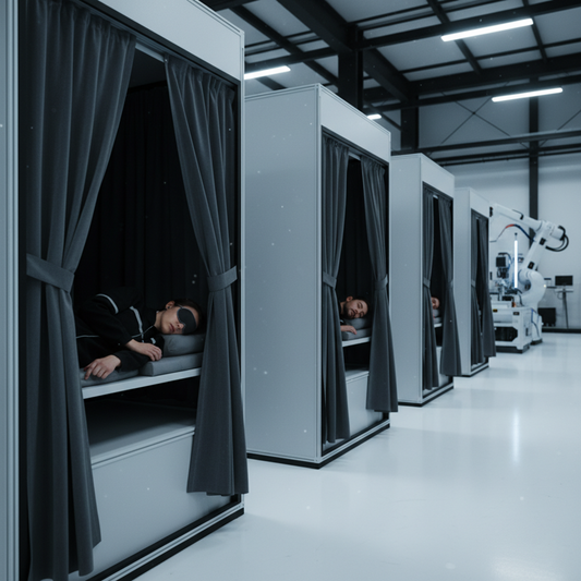 Shift workers sleeping in pods.