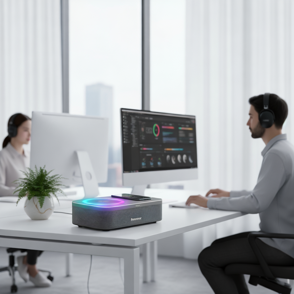 Smart sound masking devices enhance office productivity and focus.