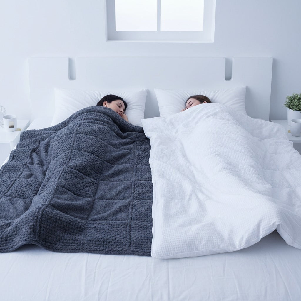 Weighted vs. regular blanket for sleep.