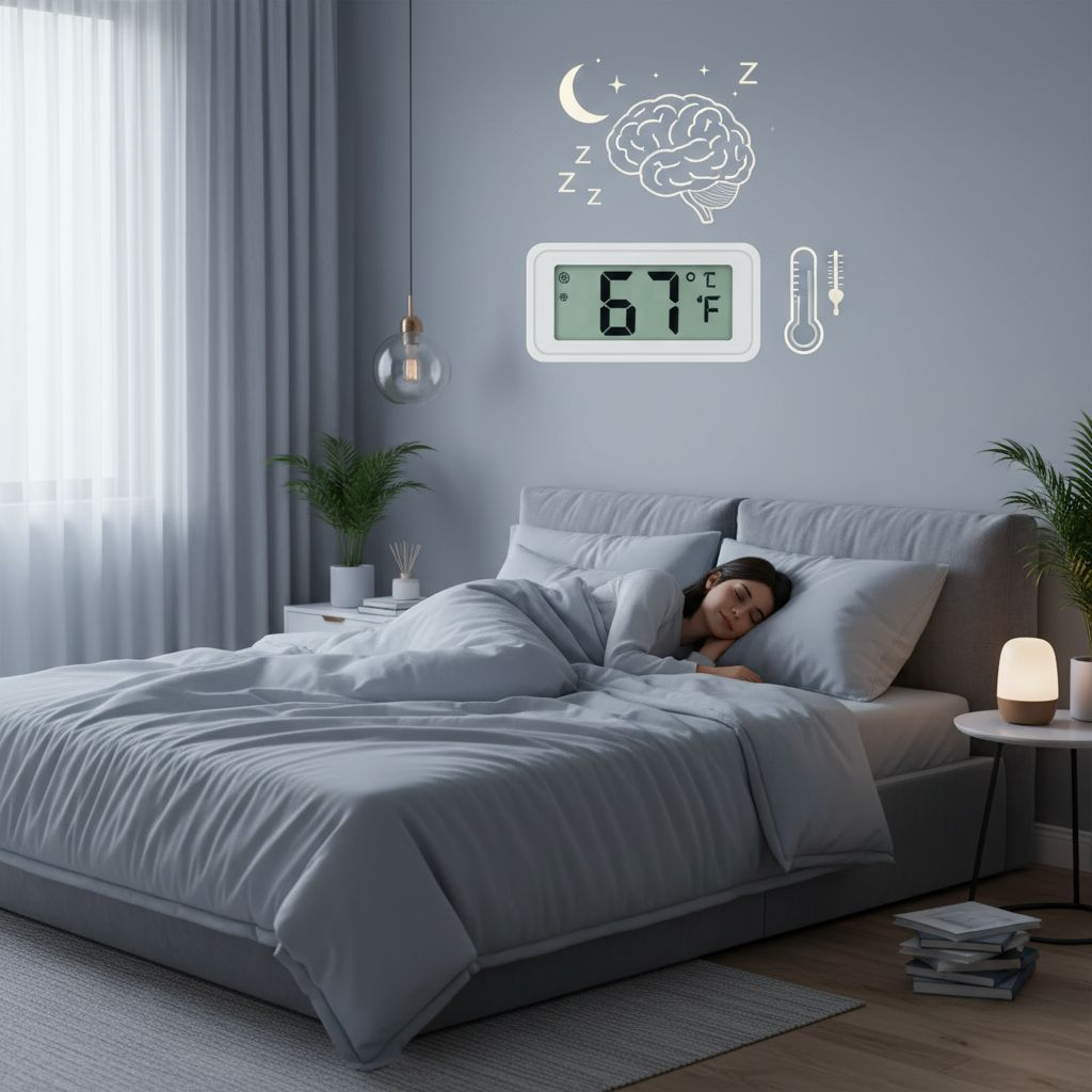 Woman sleeping soundly in a cool bedroom.