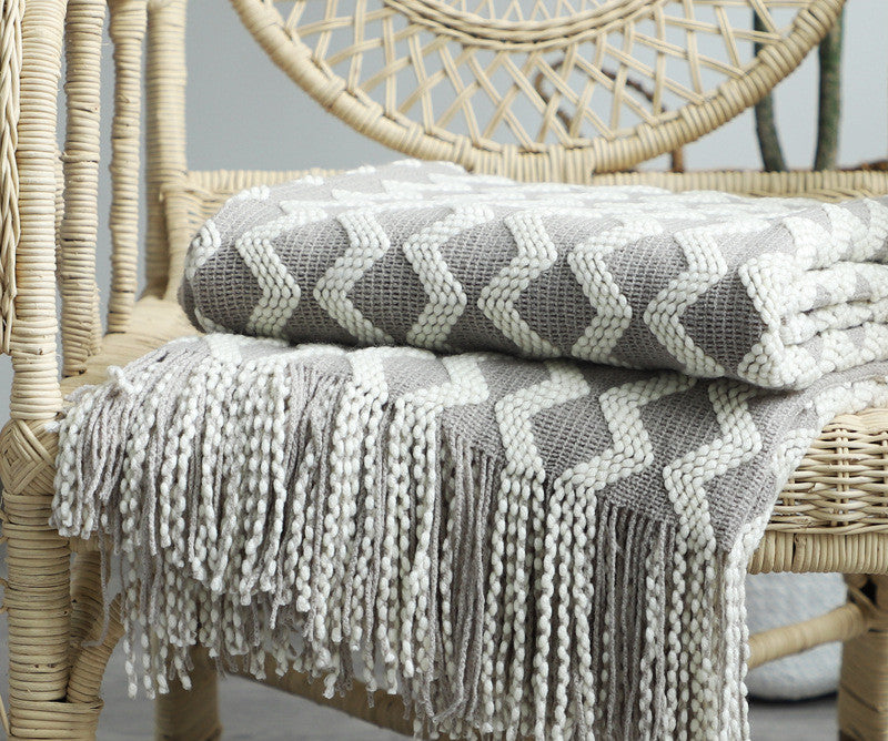 PlushAura Nordic Knitted Blanket