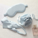 Trinityzx Three-Piece Silk Eye Mask Set with Headband & Cloth Bag for Sleep & Travel