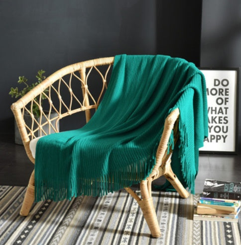HearthHug Fringed Knitted Small Blanket