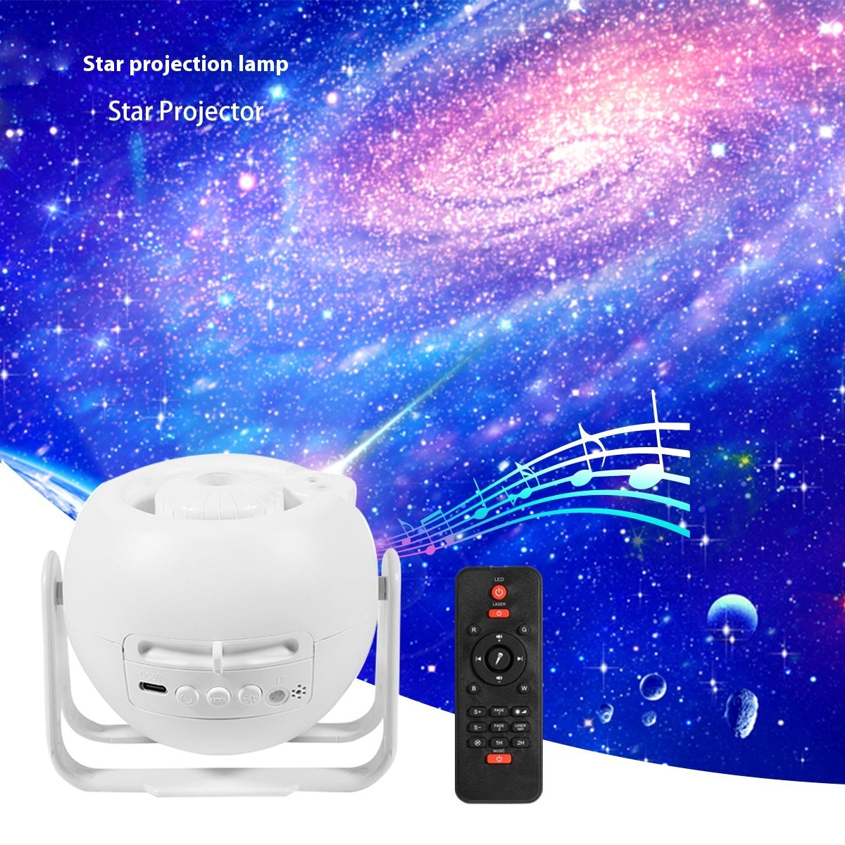 Stelarx Starry Sky Projection Lamp Wireless Sound & White Noise Light with Remote for Home Decor & Bedroom
