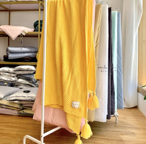 YarnAura Fringed Knitting Wool Blanket