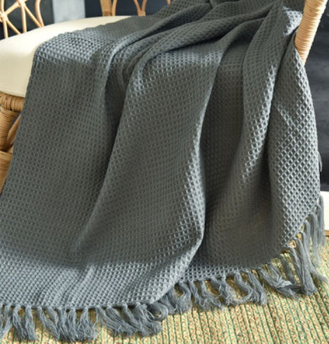 HearthHug Fringed Knitted Small Blanket