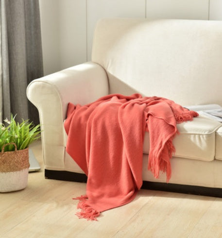 HearthHug Fringed Knitted Small Blanket