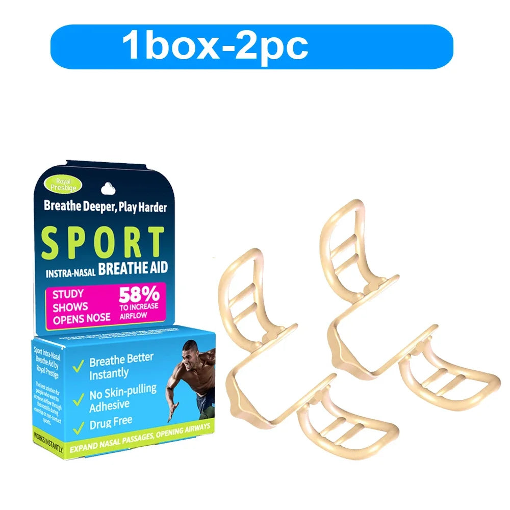 Gold nasal breathe aid devices with packaging on a white background