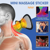 Mini massage sticker product with illustrations of its effects on muscles and fatigue.