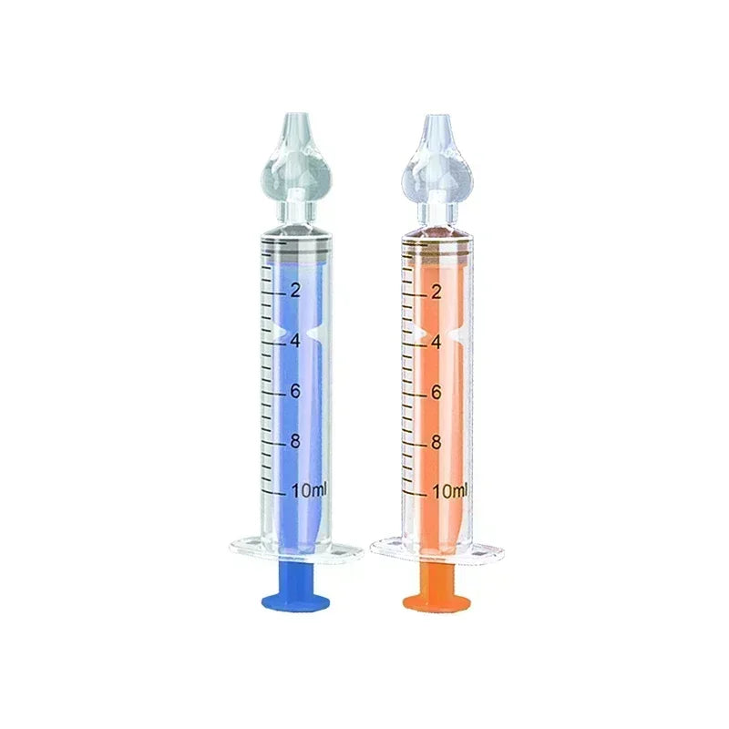 Two medical syringes with measurement markings on a white background