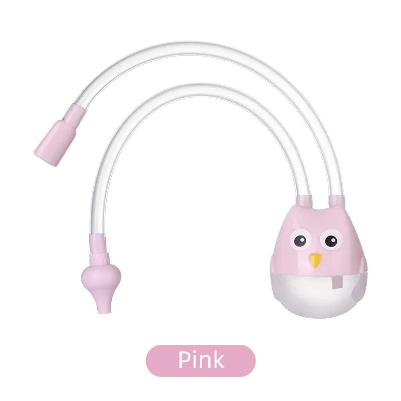 Pink owl-shaped lamp with a flexible neck on a white background